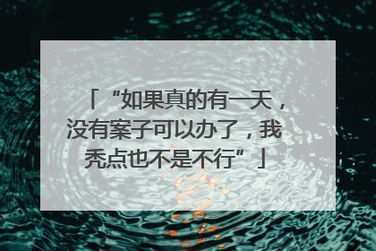“如果真的有一天，没有案子可以办了，我秃点也不是不行”